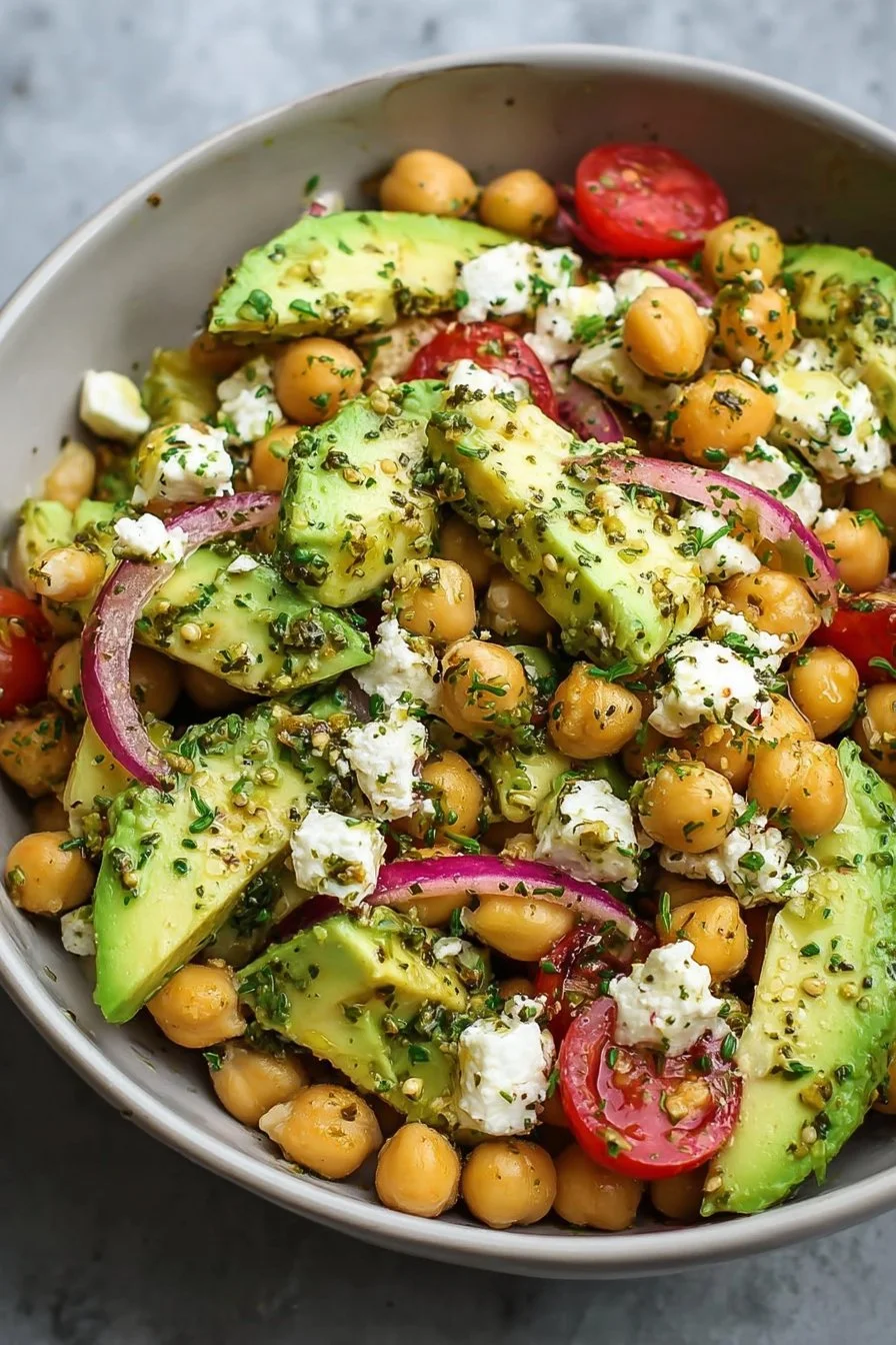 Chickpea Feta Avocado Salad