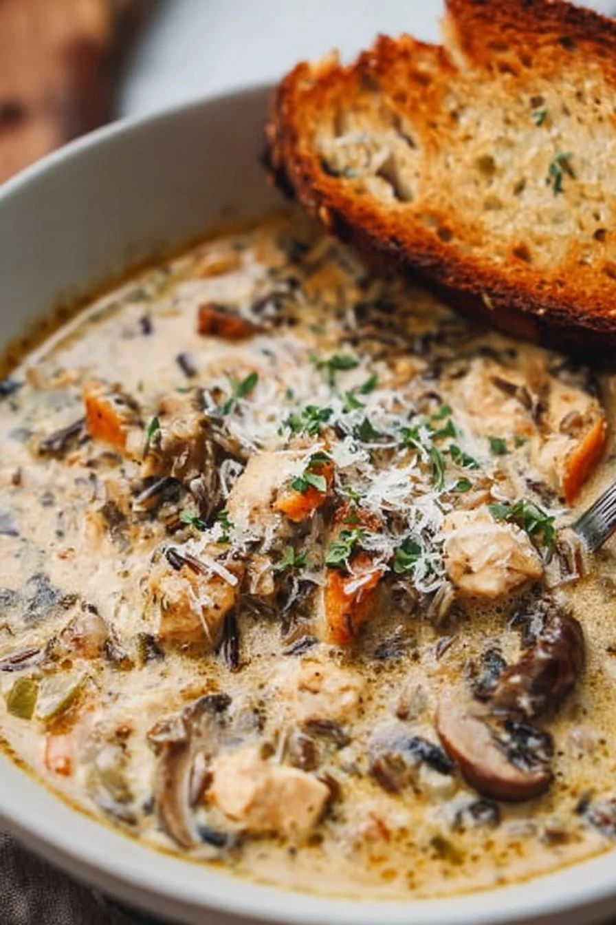 Creamy Mushroom Chicken and Wild Rice Soup