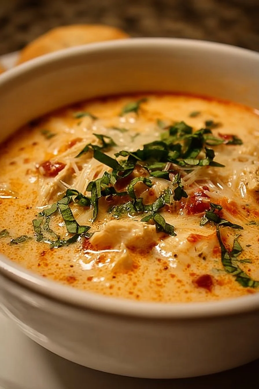 Crock Pot Creamy Chicken Parmesan Soup