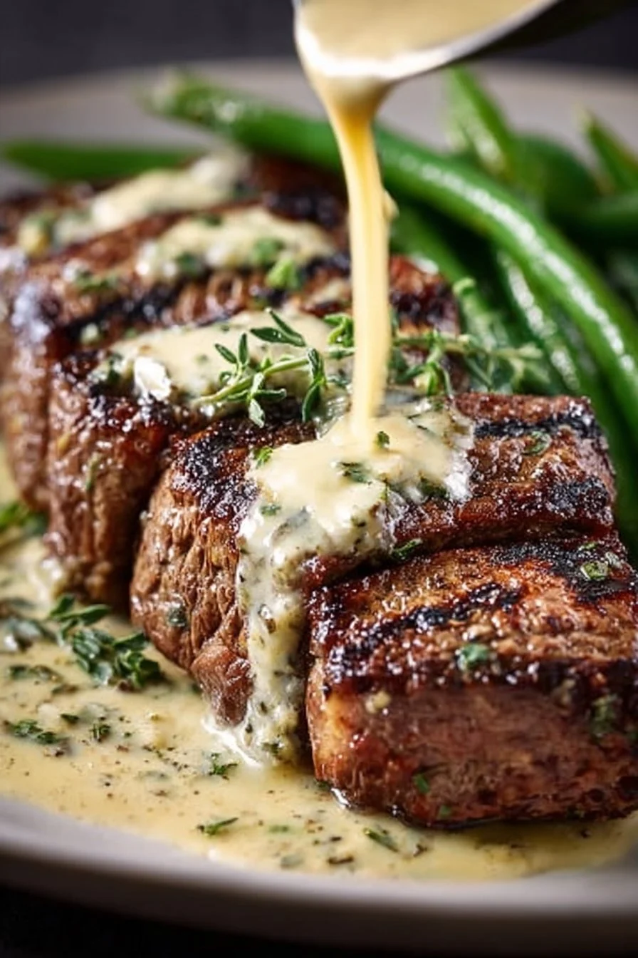 Garlic Butter Steak With Parmesan Cream Sauce