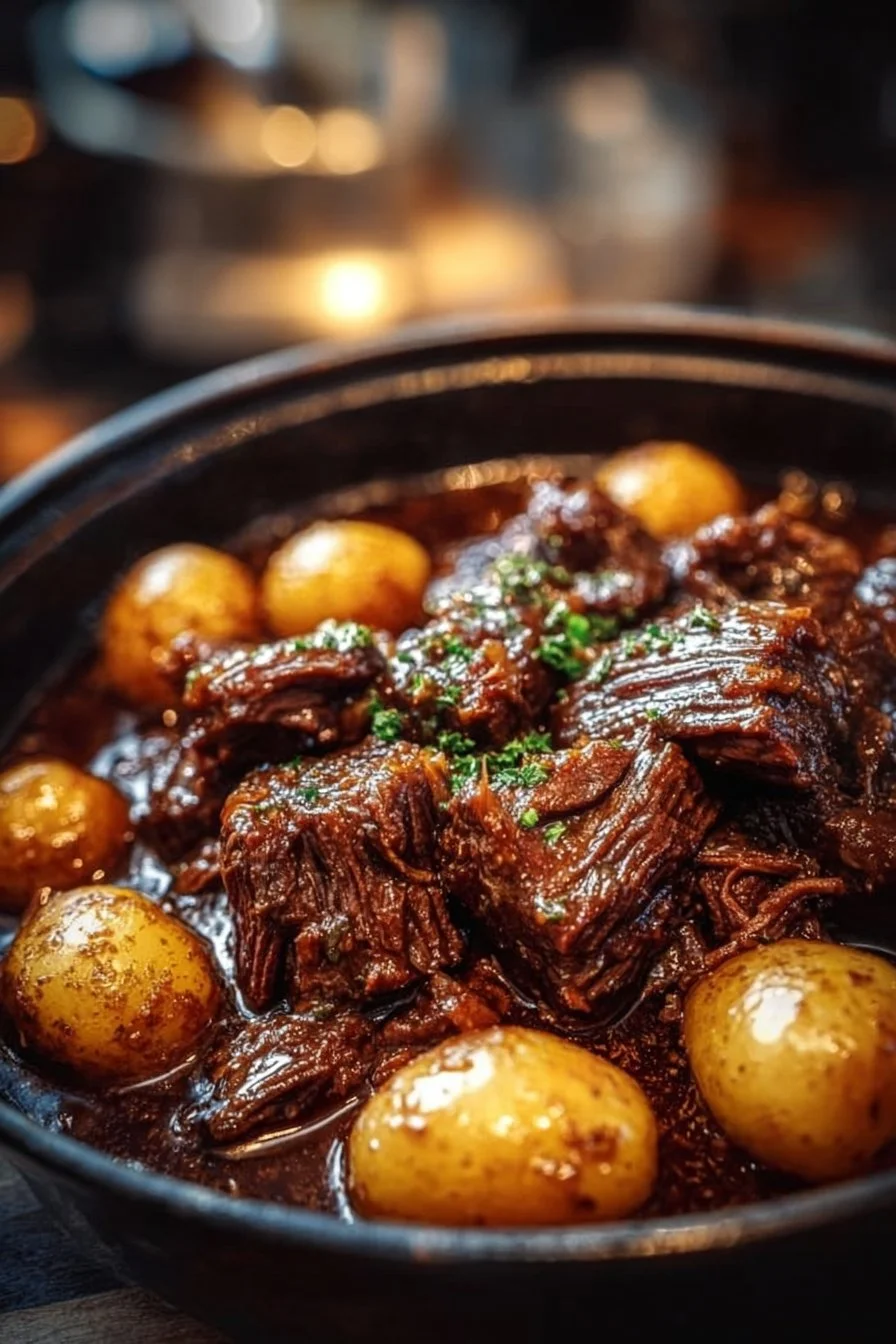 Slow Cooker Garlic Butter Beef with Potatoes