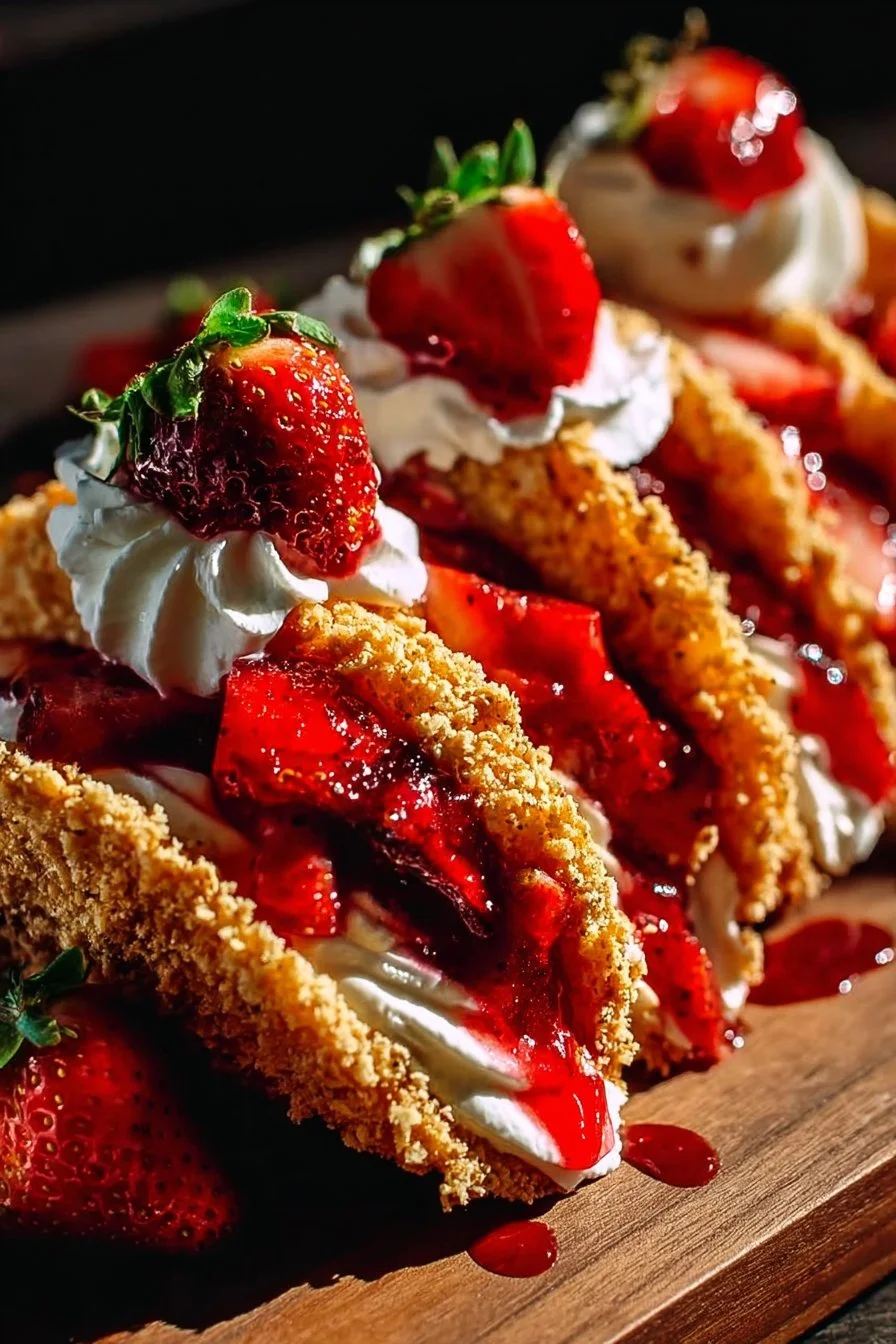 Strawberry Crunch Cheesecake Tacos