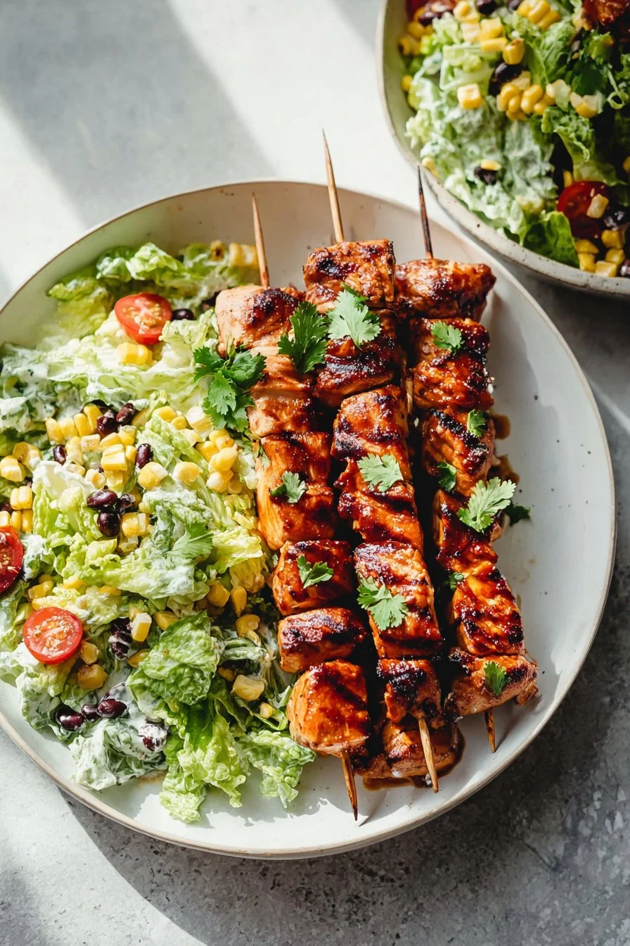 BBQ Chicken Skewer Salad