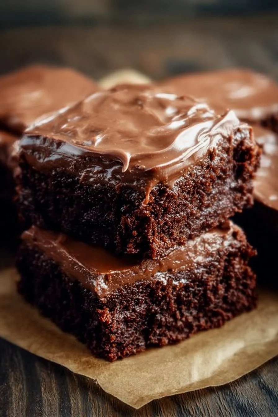 Cake-Like Brownies with Chocolate Frosting
