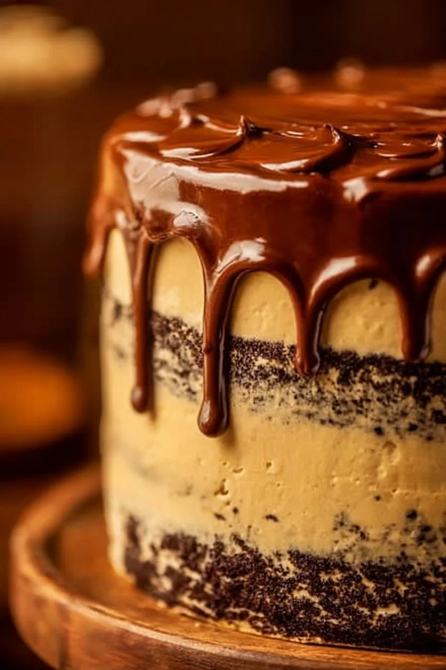 Chocolate Whiskey Cake with Salted Caramel Buttercream
