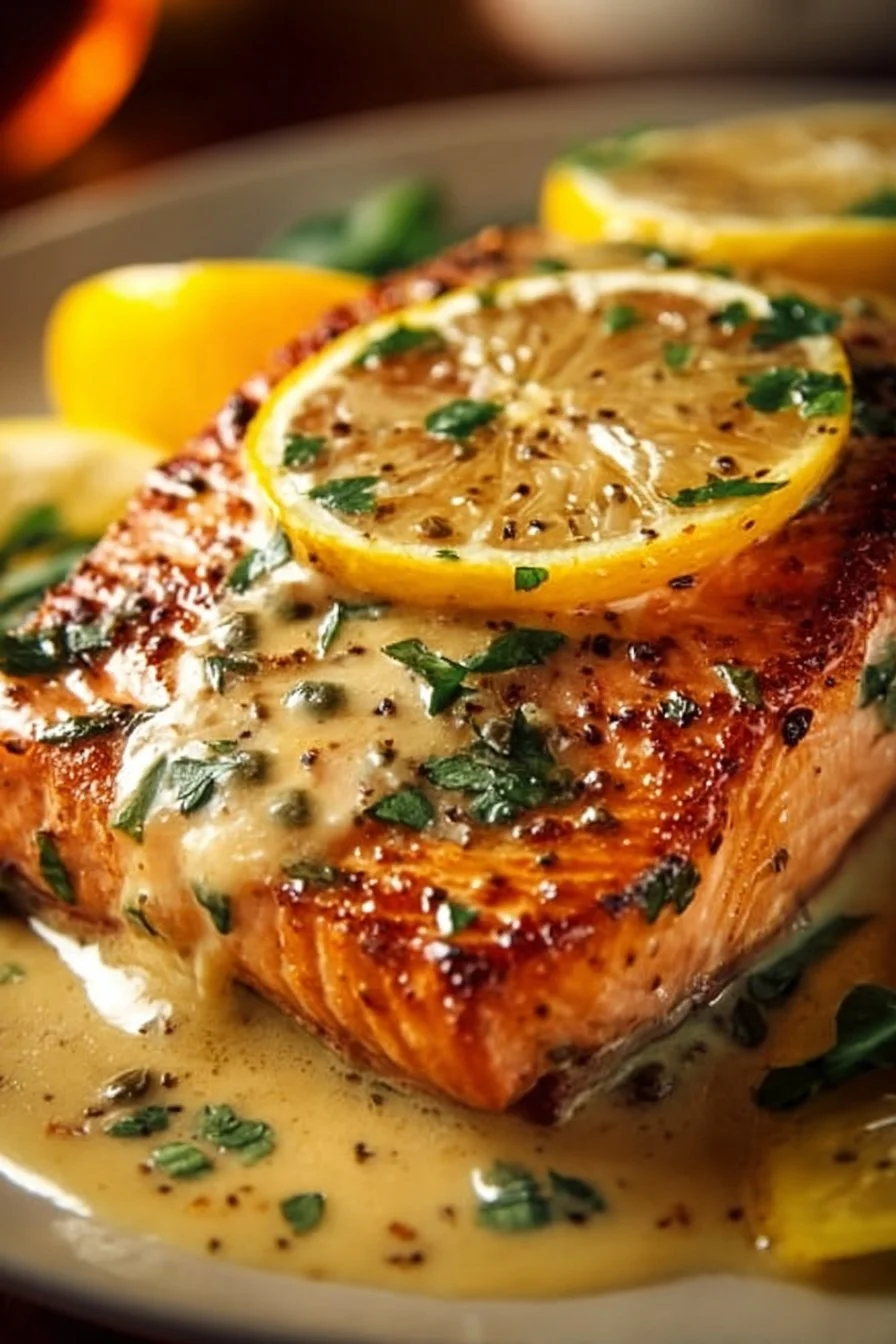 Creamy Lemon Garlic Salmon Piccata