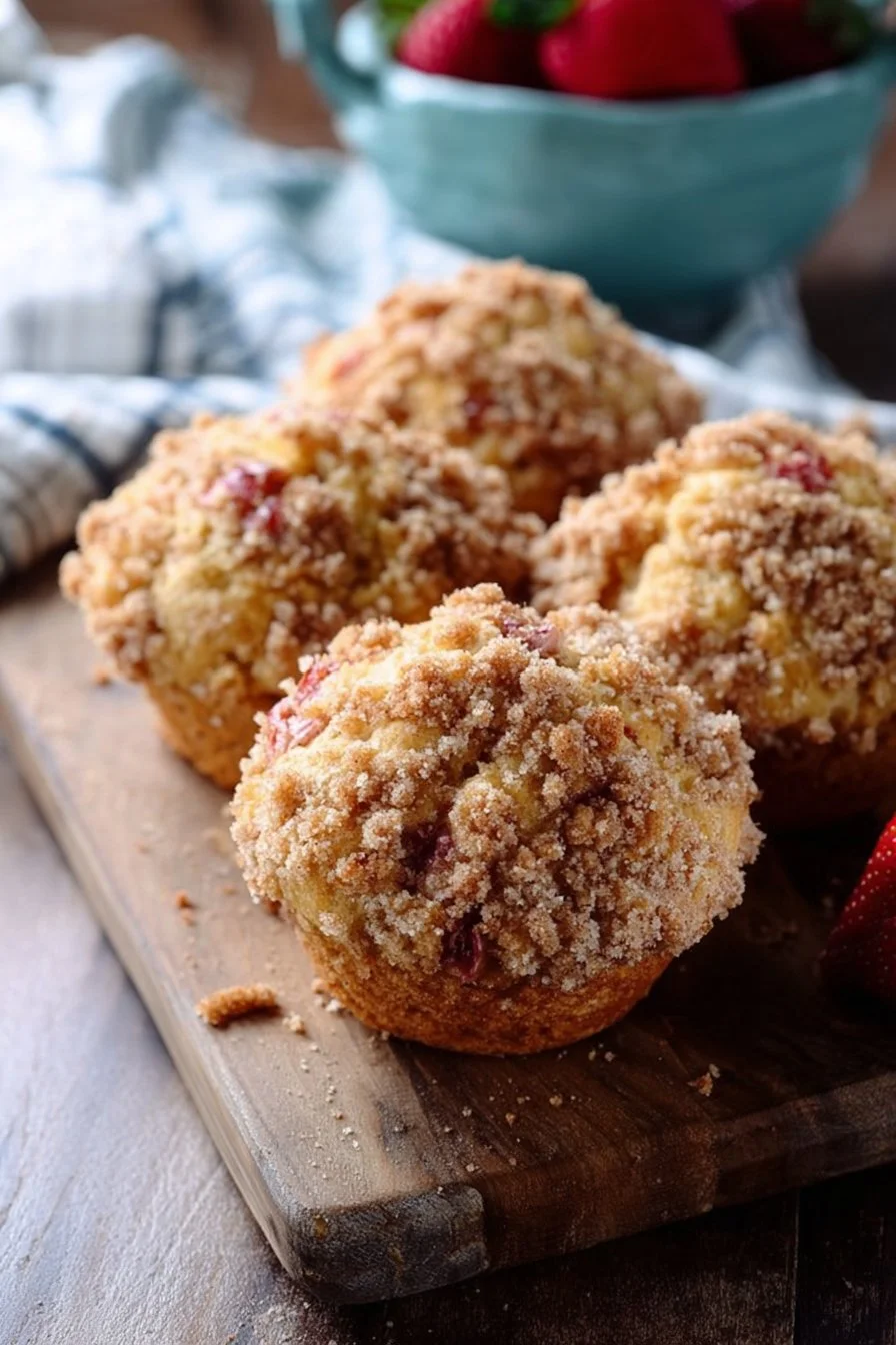 Delicious Bakery Style Strawberry Crumb Muffins