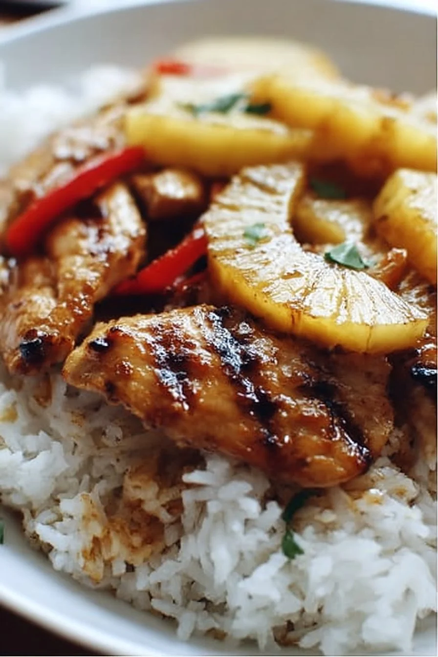 Hawaiian Chicken, Pineapple and Coconut Rice