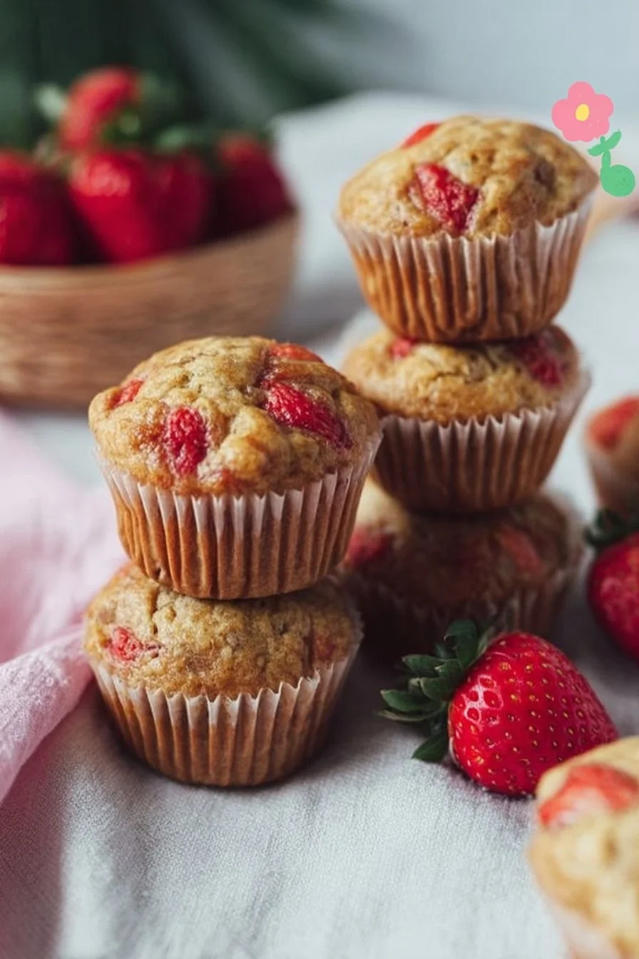Healthy Strawberry Banana Yogurt Muffins