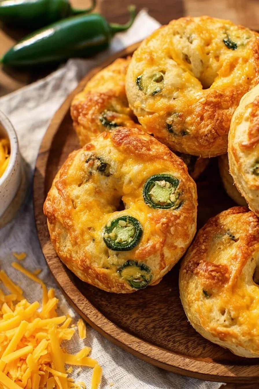 Jalapeño Cheddar Cottage Cheese Bagels