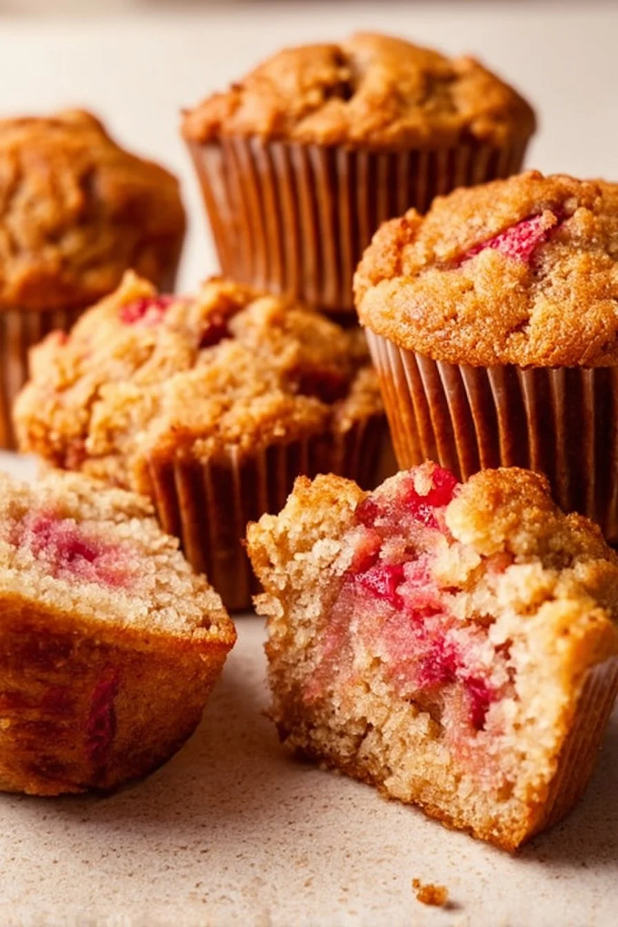 Keto Strawberry Rhubarb Muffins