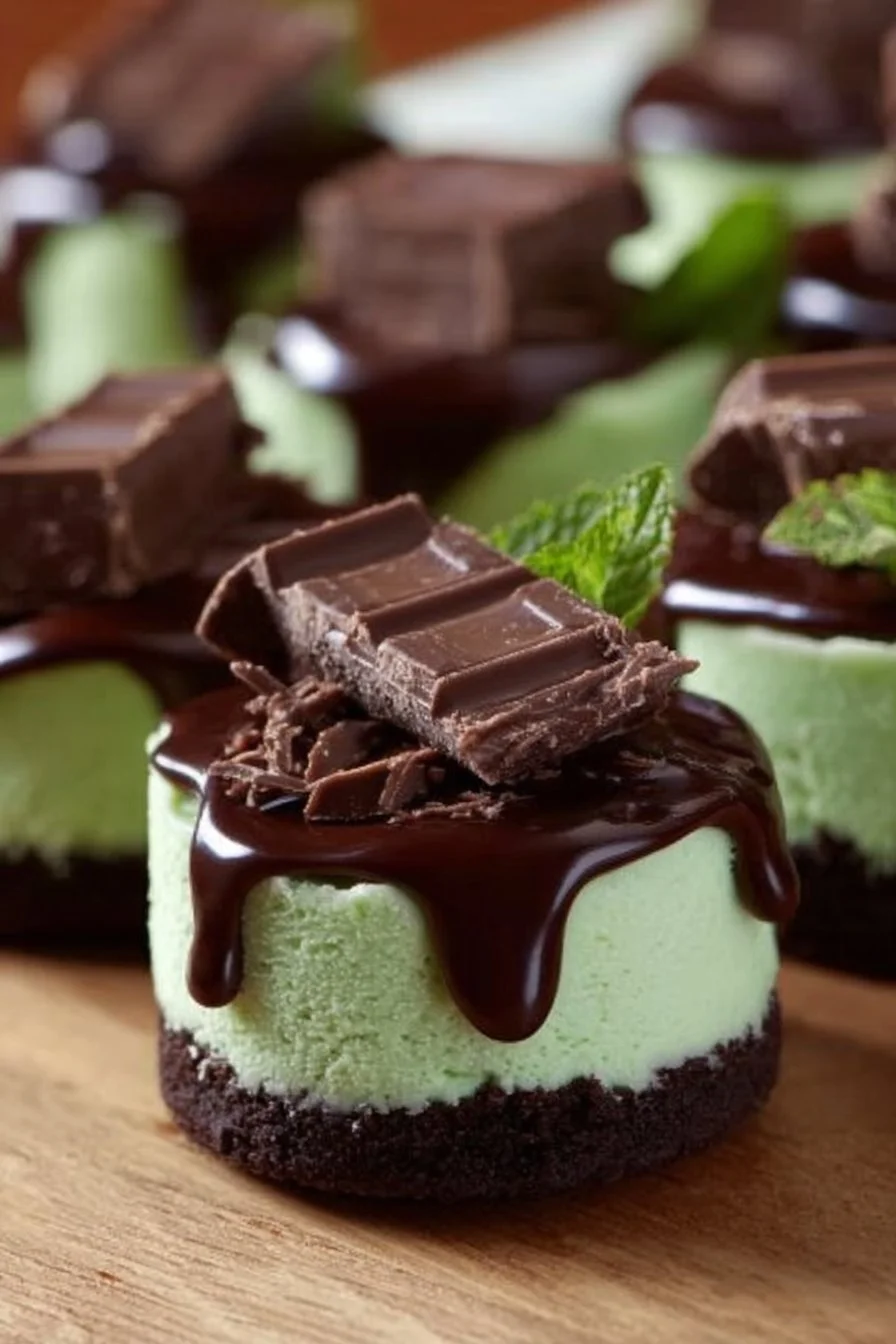 Mini Cheesecakes with Chocolate and Andes Mint