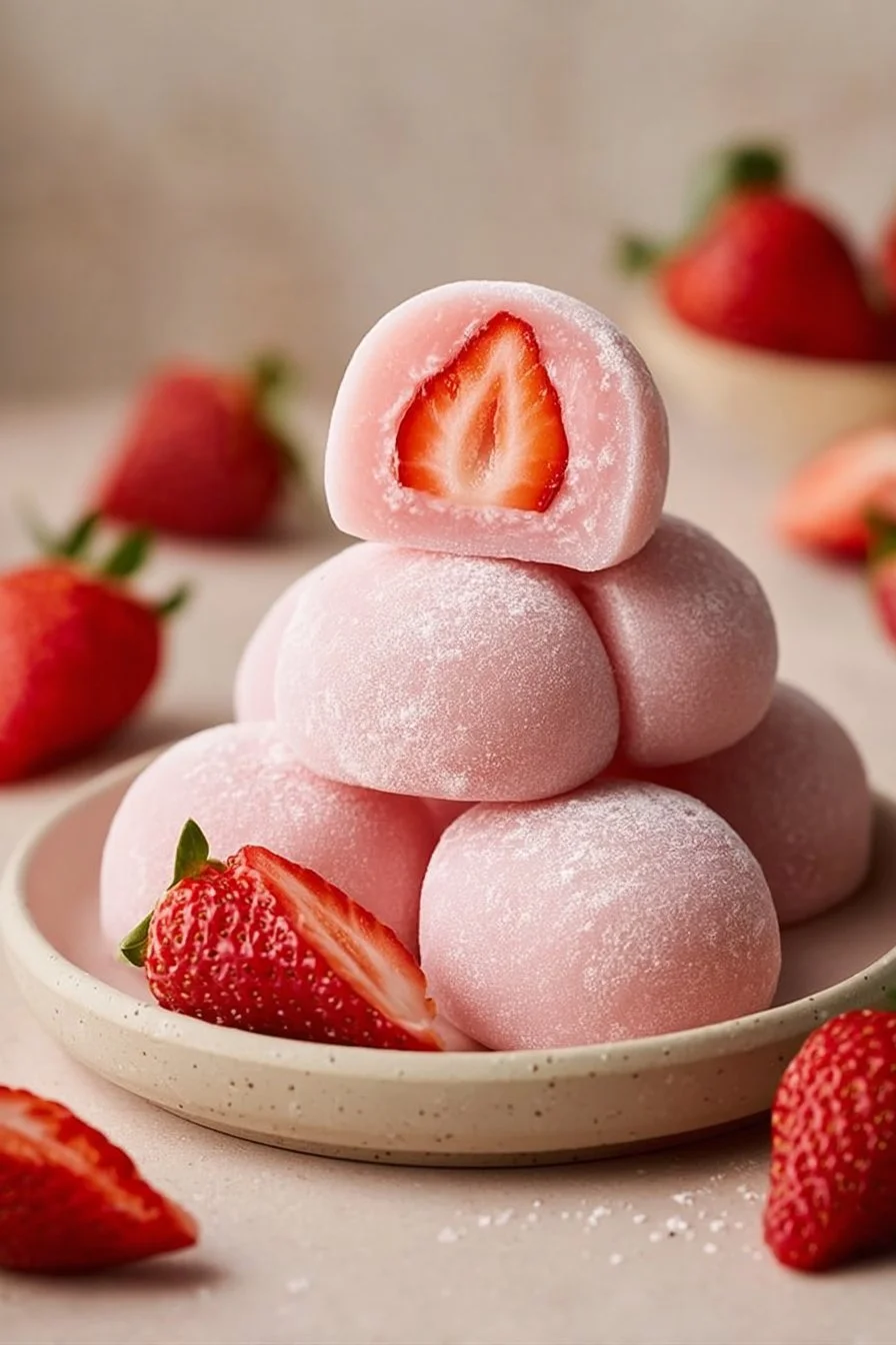 Mochi Strawberry (Chewy Strawberry-Filled Japanese Treat)