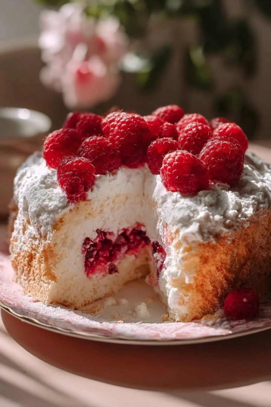 Raspberry Angel Food Cake