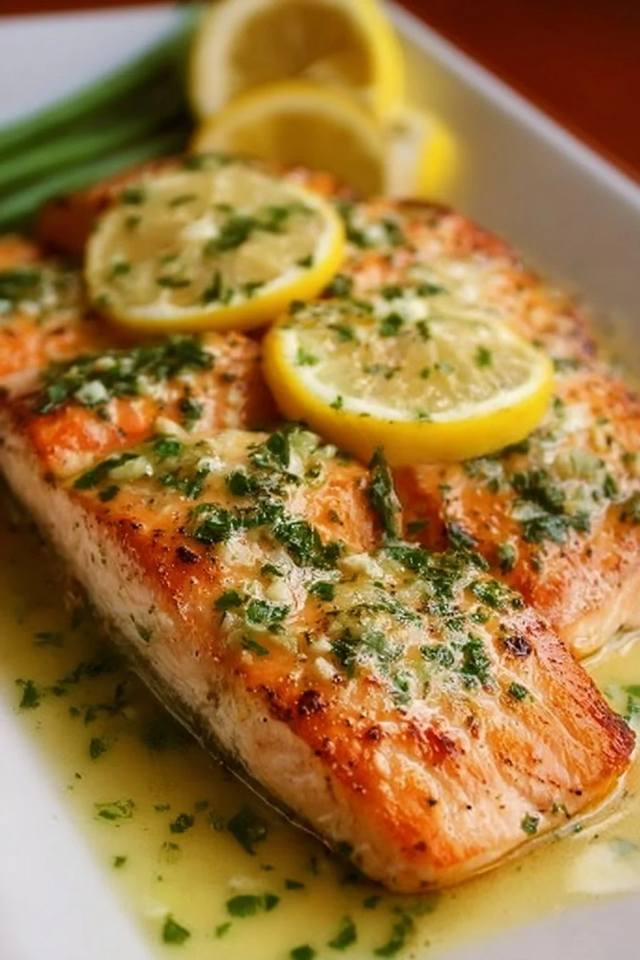Salmon with Garlic Lemon Butter Sauce Recipe
