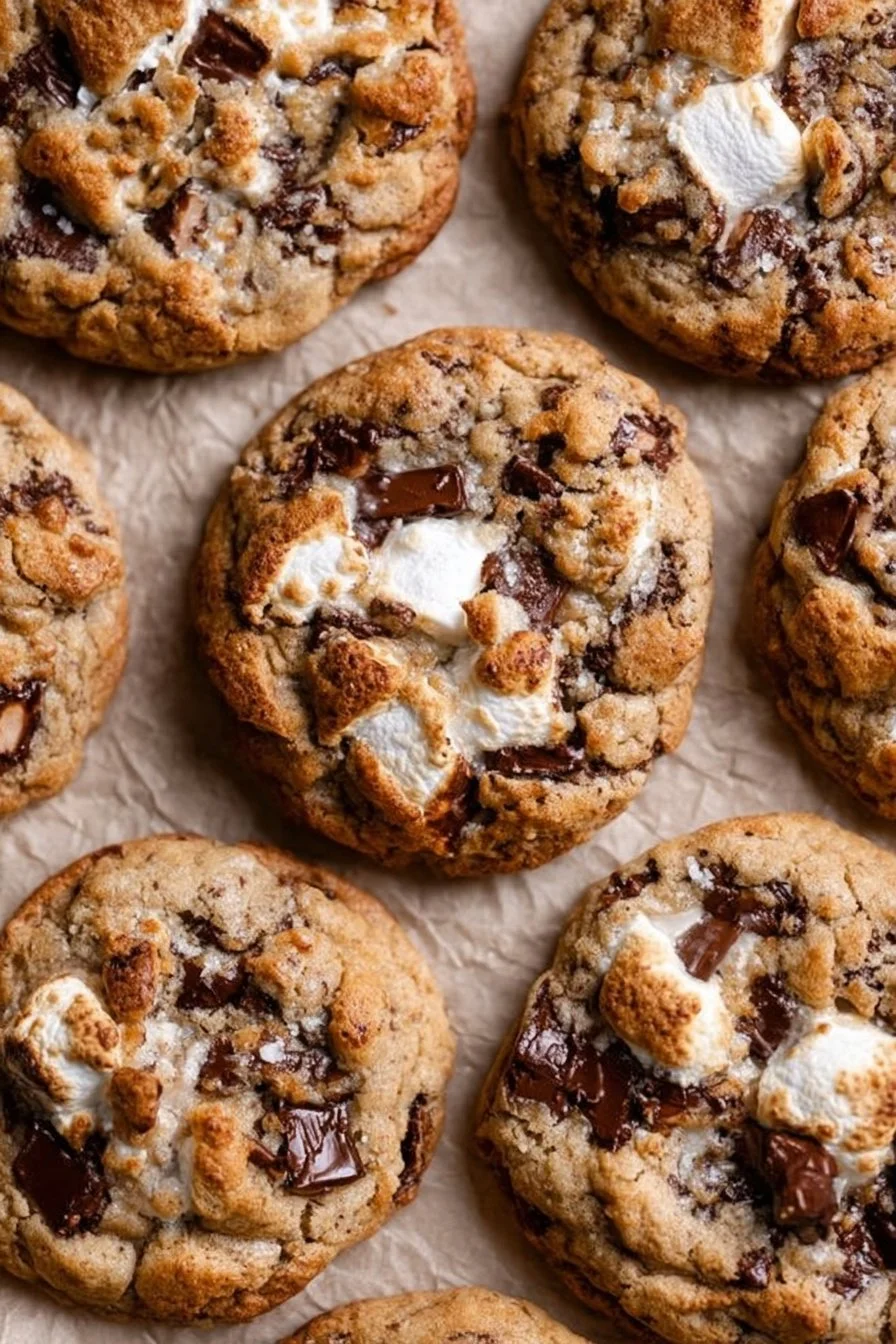 Sourdough S’mores Cookies with Marshmallows and Brown Butter