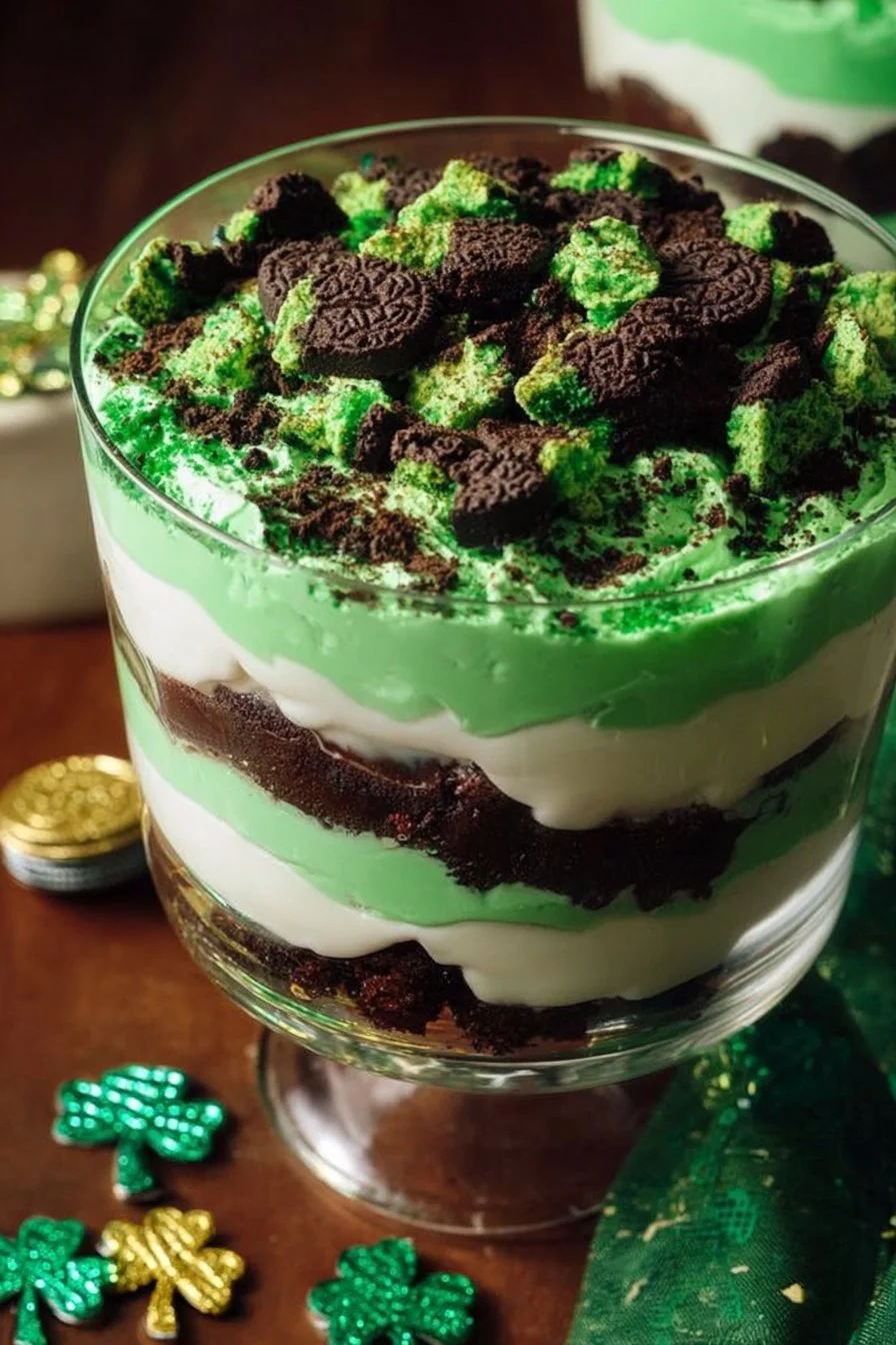 St. Patrick’s Day Brownie Trifle
