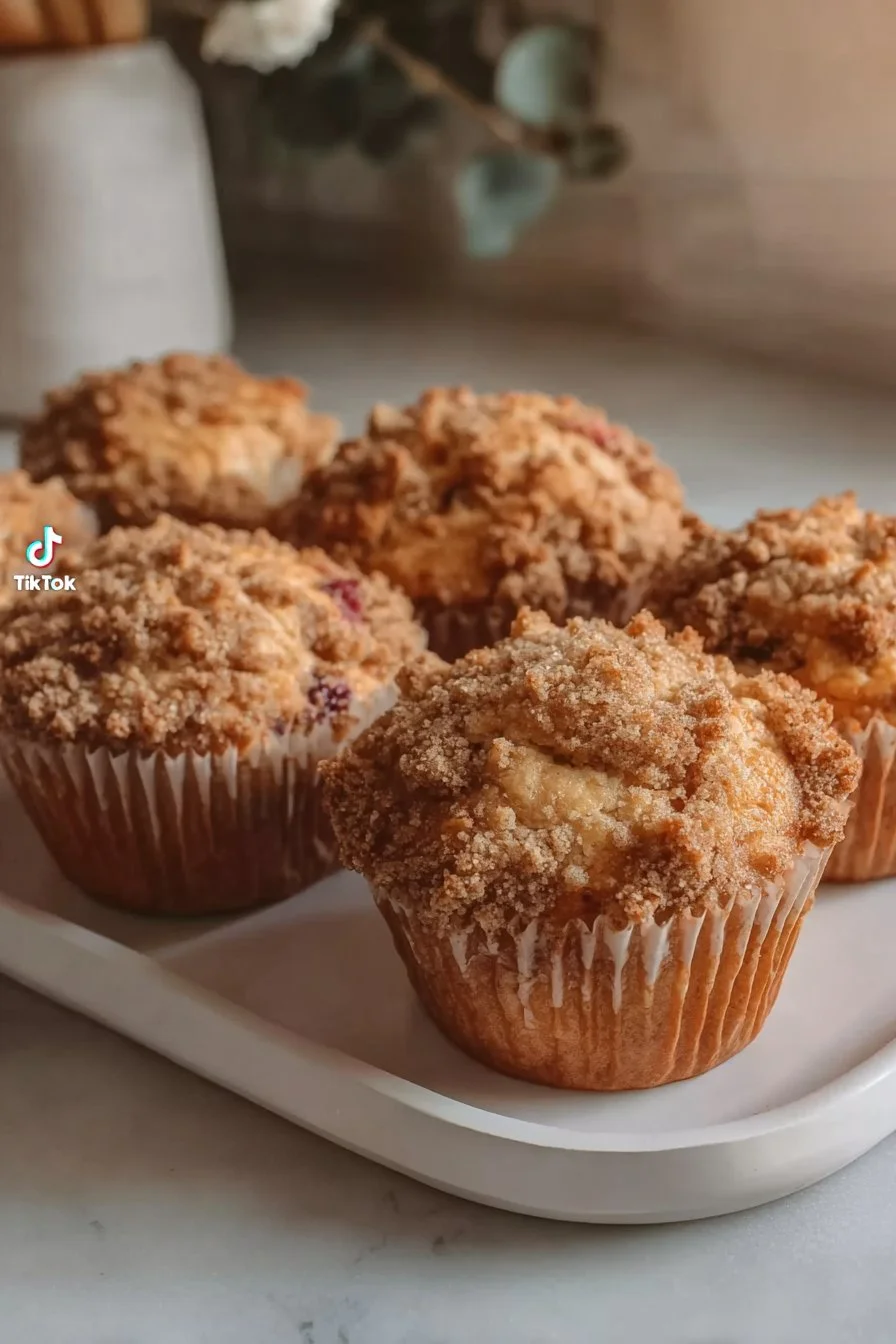 Strawberry Muffins with Jam and Streusel Crumble