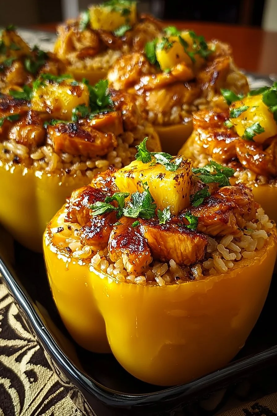Teriyaki Pineapple Chicken and Rice Stuffed Peppers: A Sweet and Savory Meal