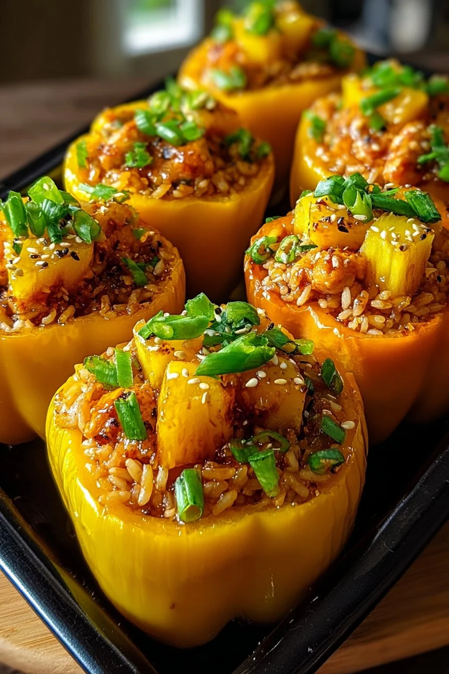Teriyaki Pineapple Chicken and Rice Stuffed Peppers: A Sweet and Savory Meal