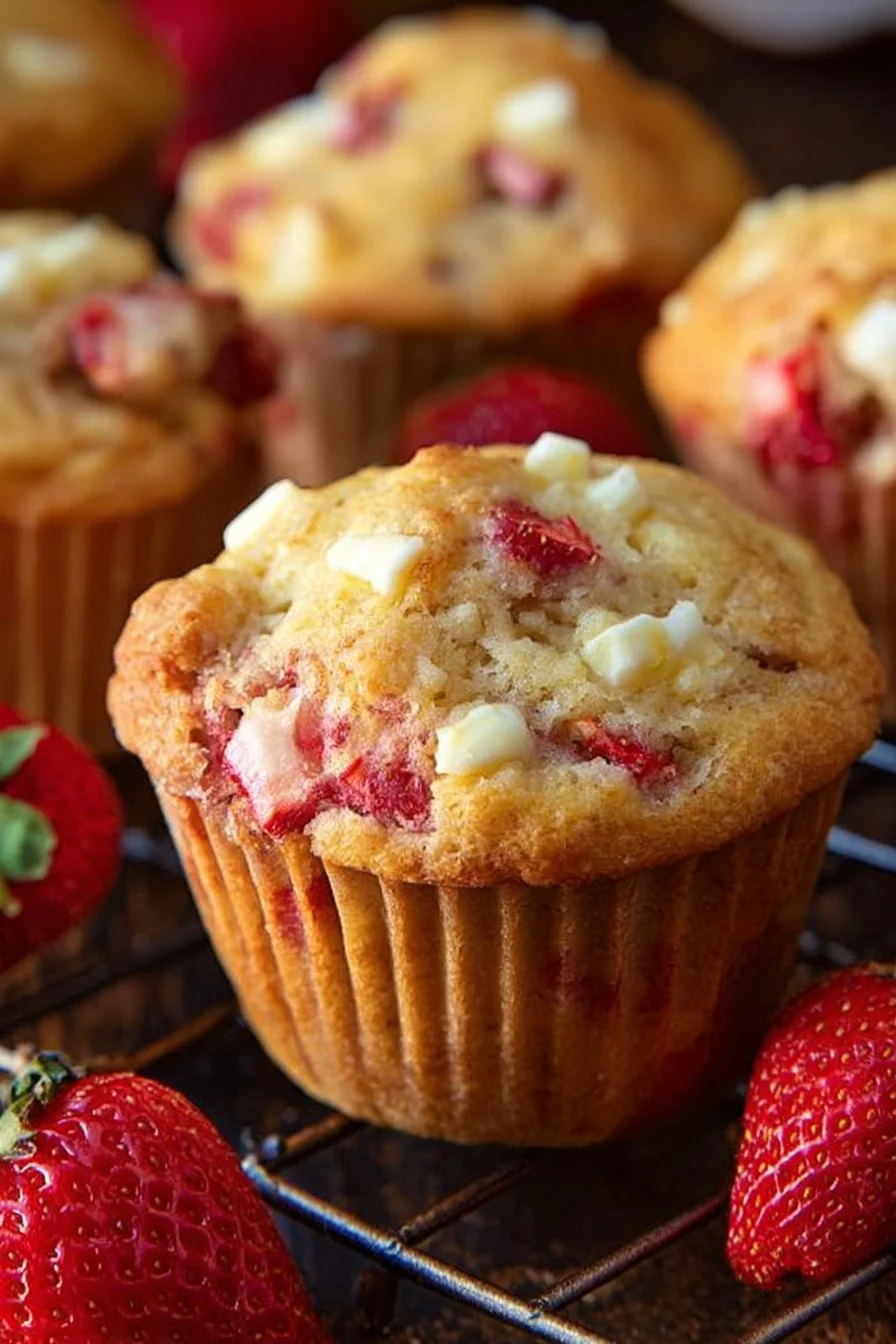 White Chocolate Strawberry Muffins Recipe