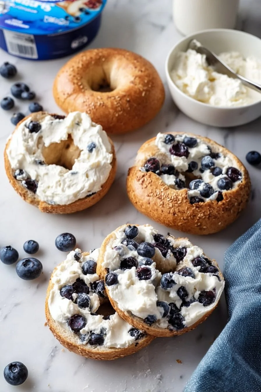 Wild Blueberry Greek Yogurt Bagels