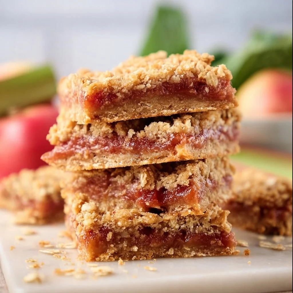 Amish Oatmeal Rhubarb Bars (with crumb topping)