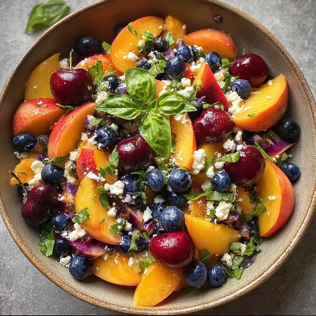 Blueberry Peach Feta Salad