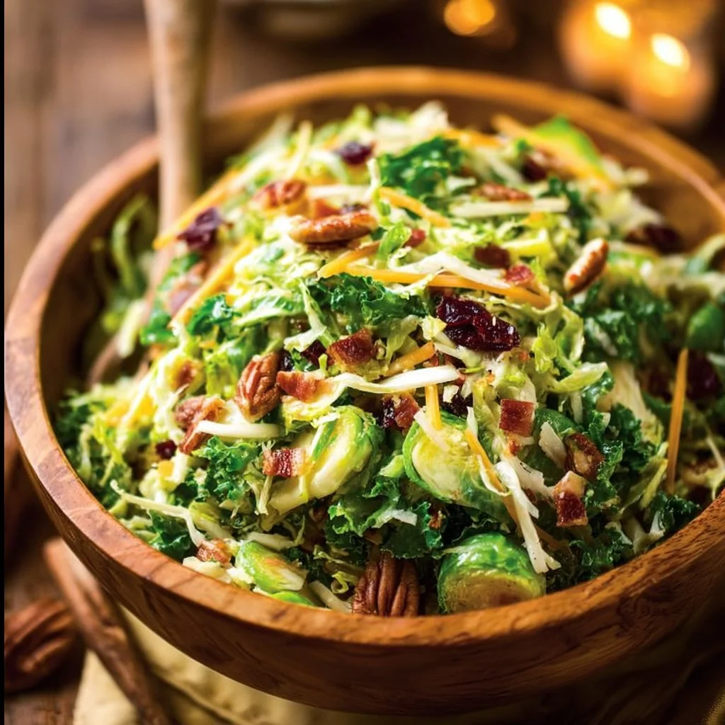 Brussels Sprout, Kale + Apple Salad