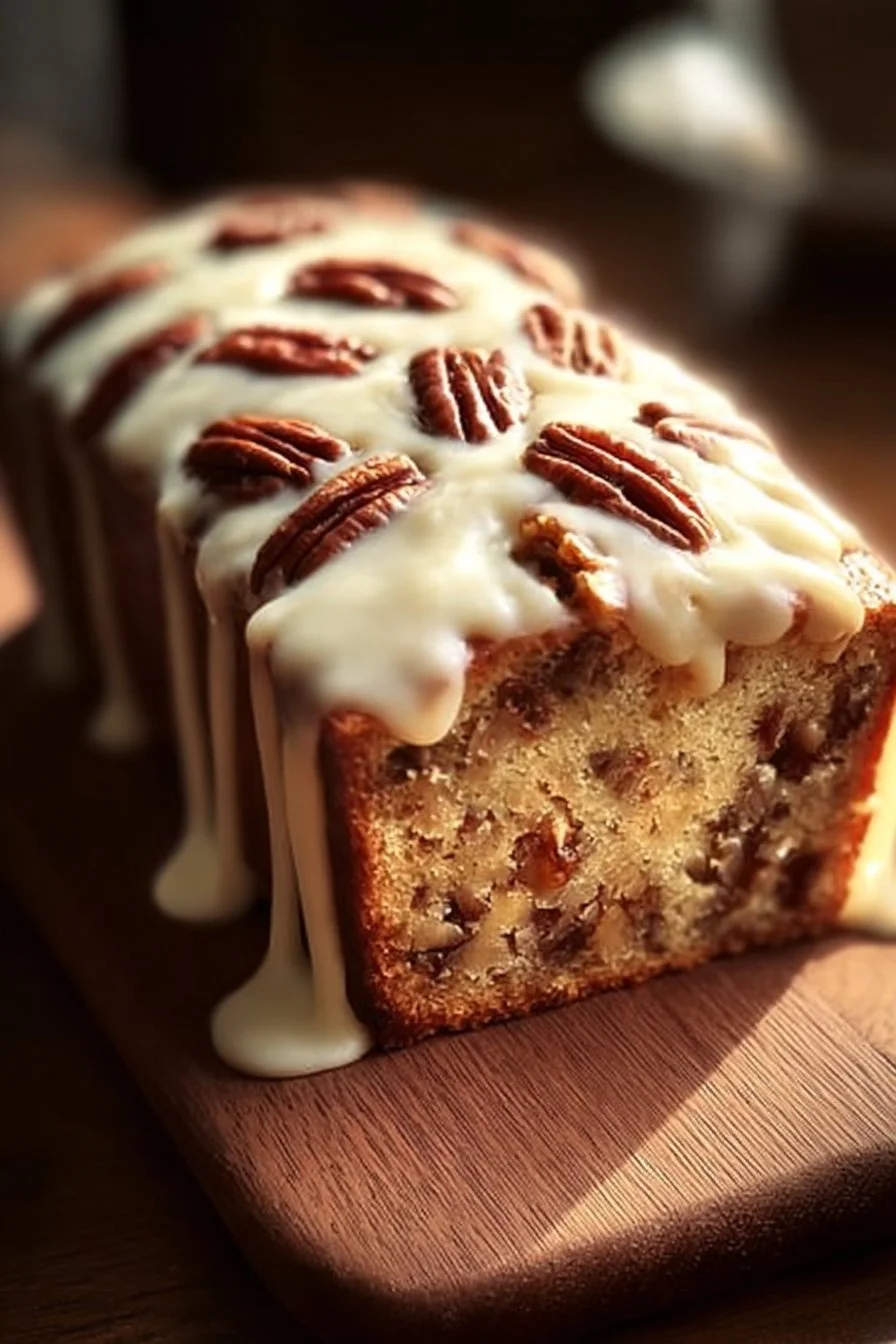 Butter Pecan Cake Loaf with Cream Cheese Icing