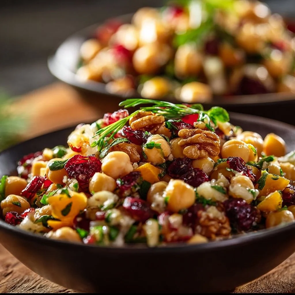 Cranberry Walnut Chickpea Salad with Orange Vinaigrette