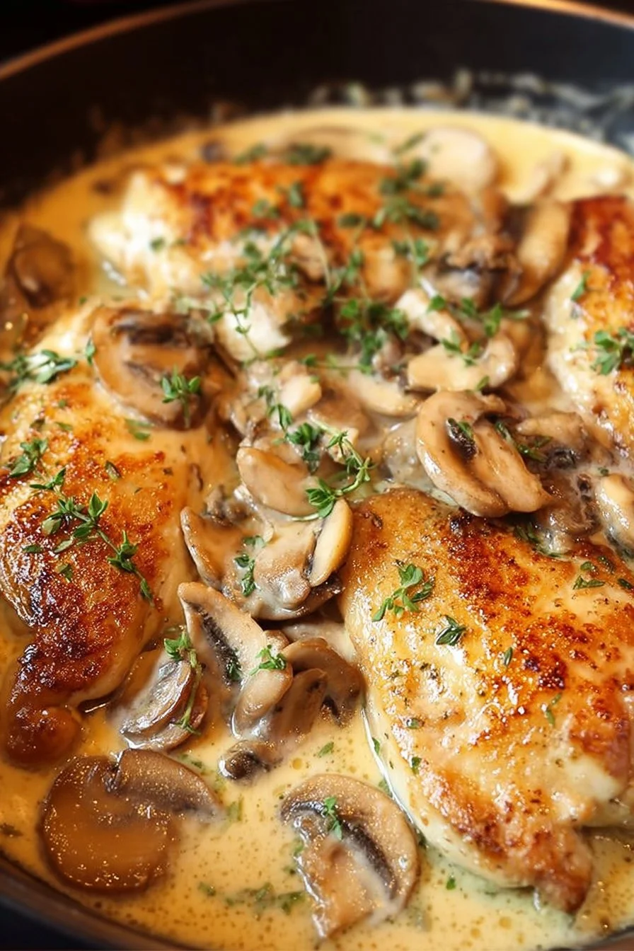 Creamy Asiago Chicken with Mushrooms