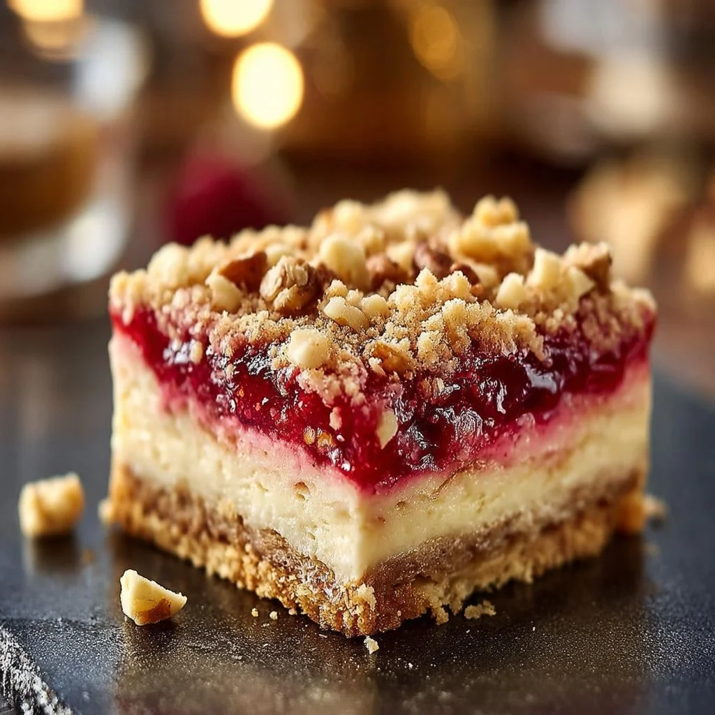 Creamy Rhubarb Cheesecake Crumble Bars
