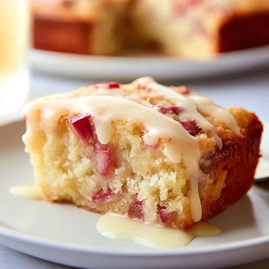Decadent Rhubarb Cake with Butter Sauce