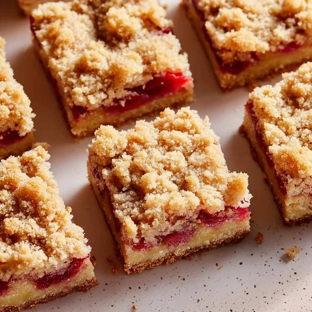 Flaky Rhubarb Bars with Shortbread Crust