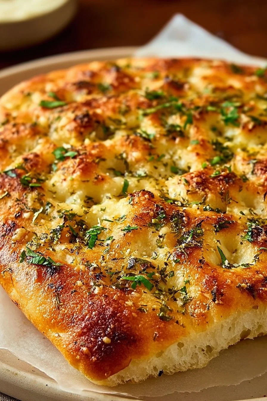 Garlic Parmesan Focaccia with Spicy Hot Honey