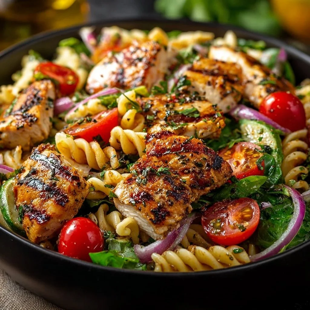 Mediterranean Chicken Pasta Salad