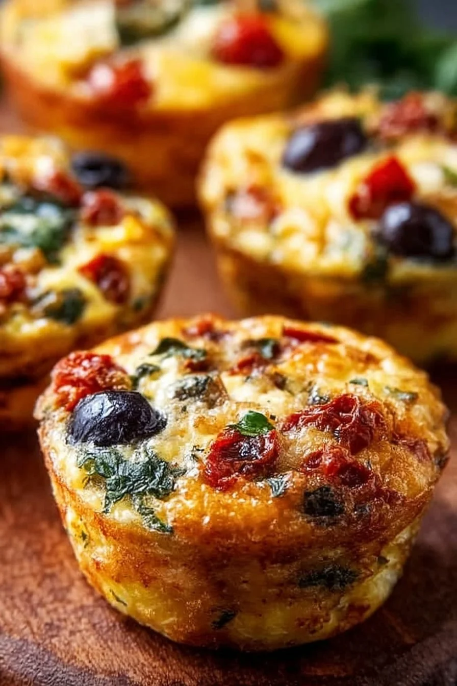 Mediterranean Egg Muffins with Sun-Dried Tomato & Kalamata Olives