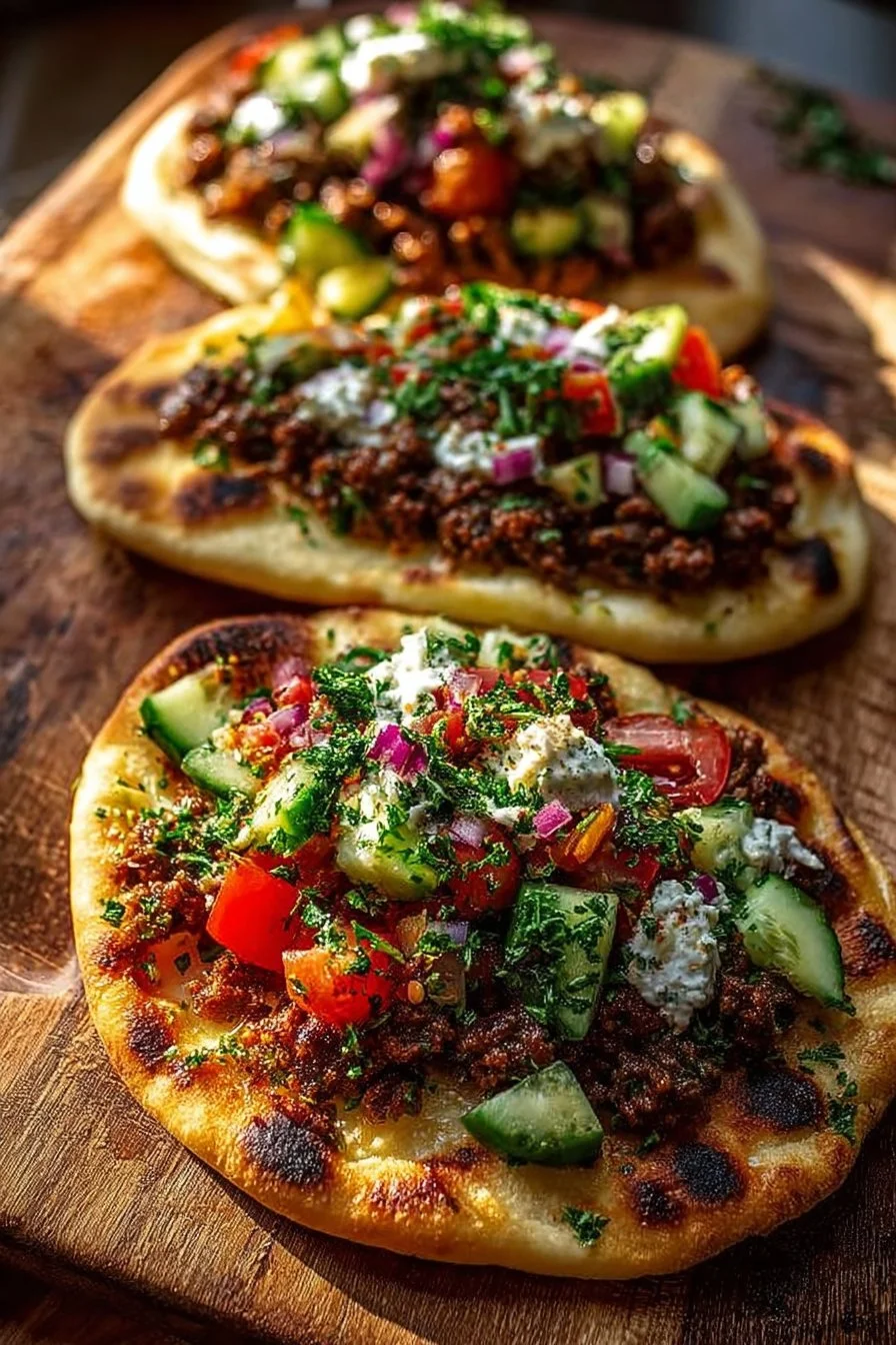 Mediterranean Mini Lahmacun Bites with Yogurt Drizzle