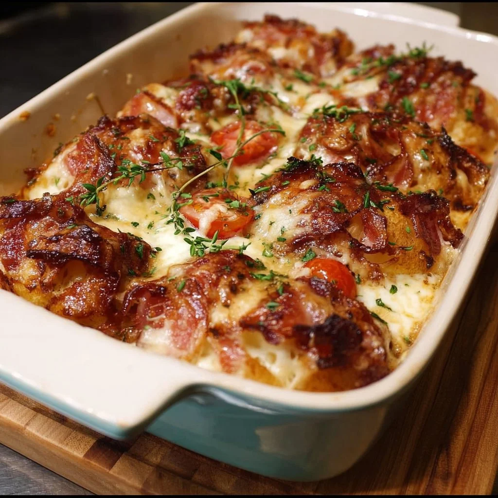 Mini Croissant Hot Brown Casserole