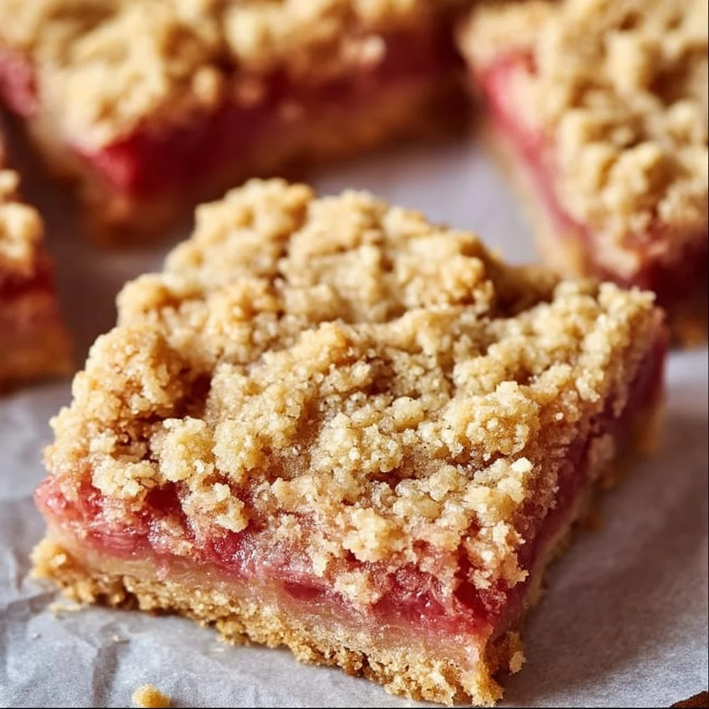 Moist Rhubarb Crumble Bars