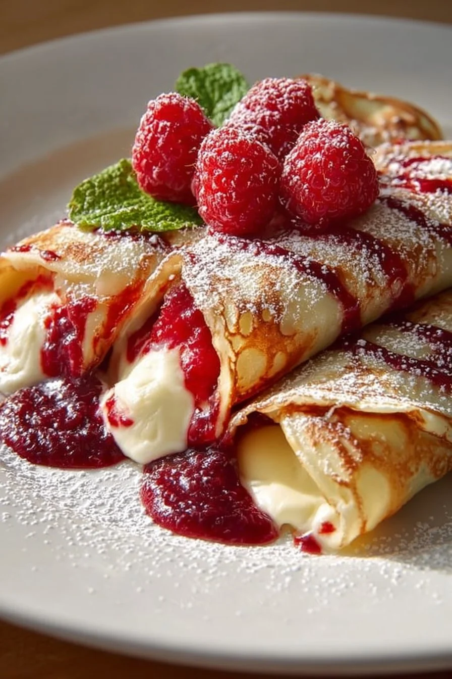 Raspberry Vanilla Cream Crepes