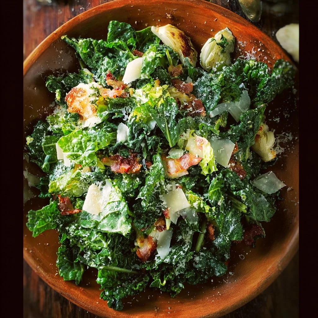 Roasted Garlic & Kale Caesar Salad