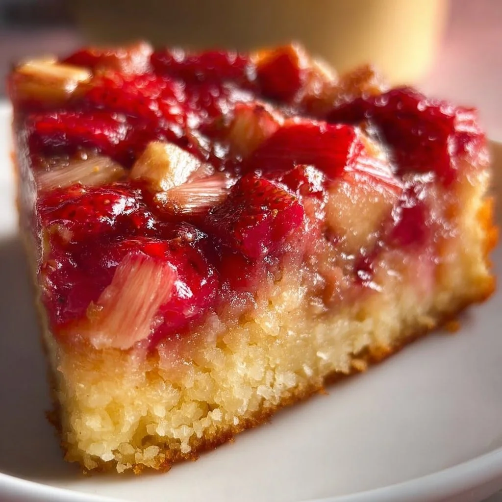 Strawberry Rhubarb Upside Down Cake