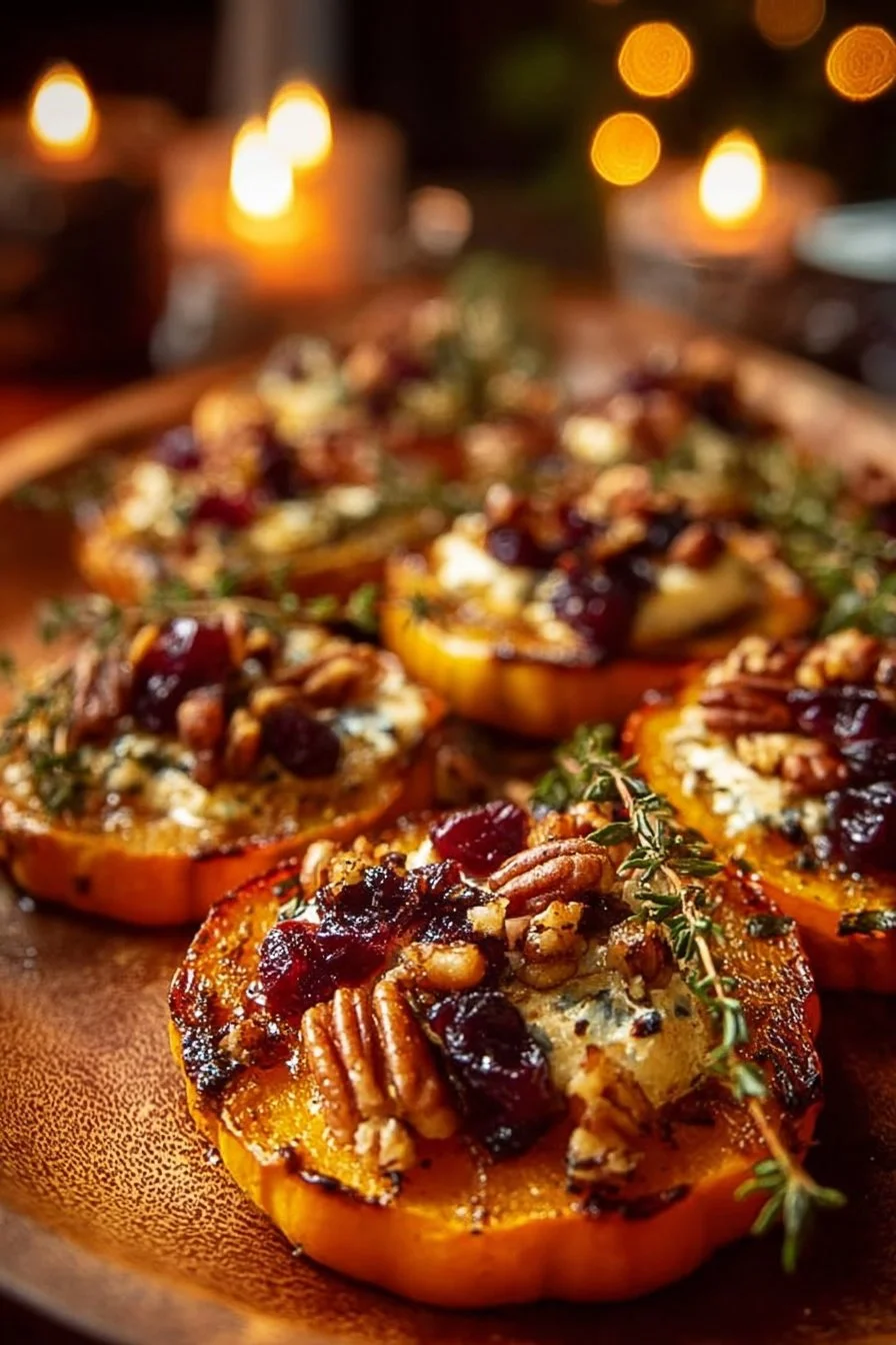 Sweet Potato Rounds with Brie, Cranberry & Pecans