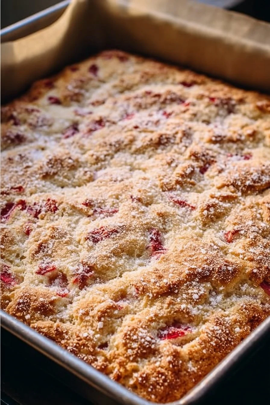 3-Ingredient Rhubarb Cake