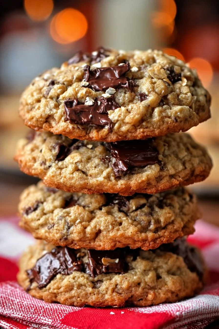 Giant Chocolate Chunk Oatmeal Cookies