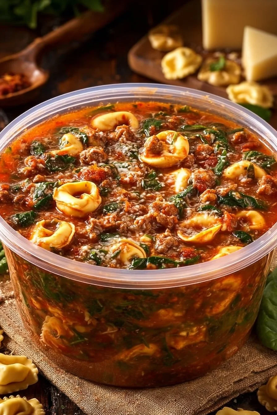 Sausage Spinach Tortellini Soup