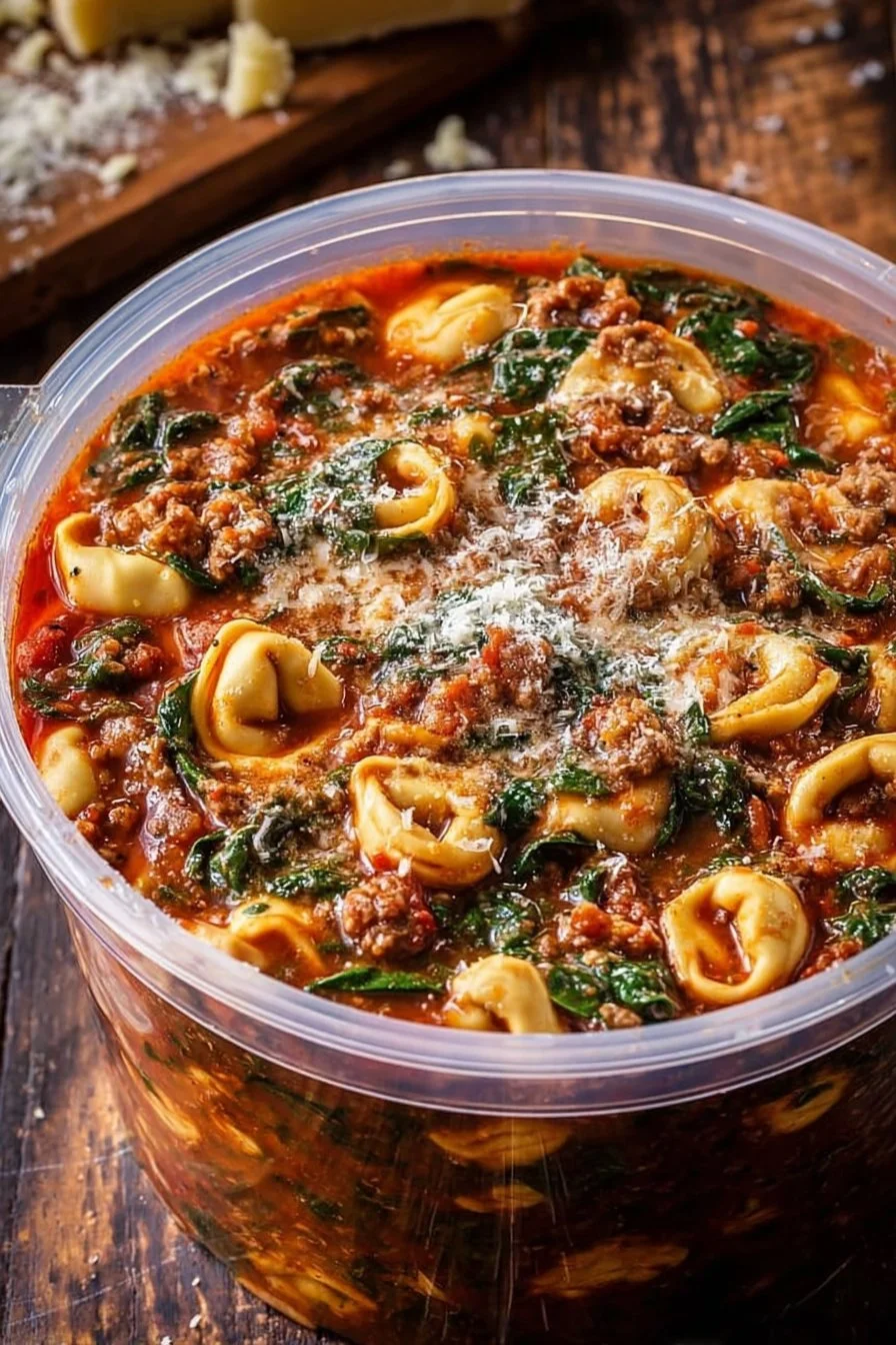 Sausage Spinach Tortellini Soup