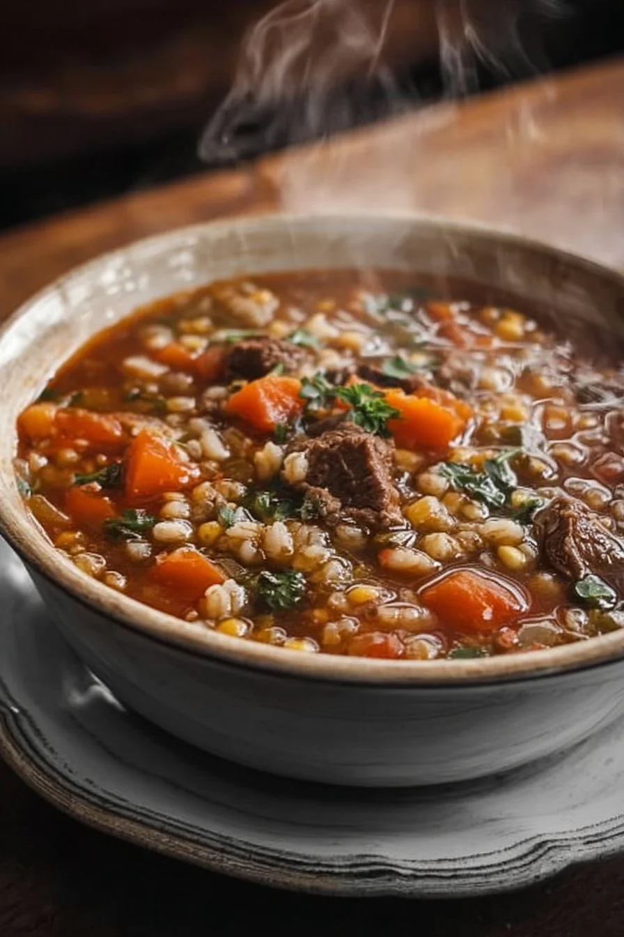 Slow Cooker Beef & Barley Soup